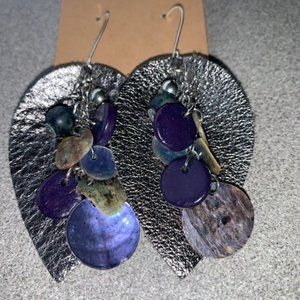 3 for $65 - "Cabo" leather teardrop earrings